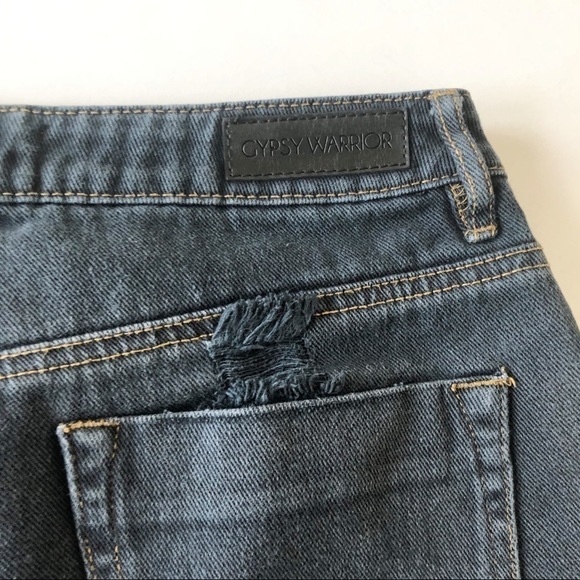 Gypsy Warrior Womens Junior Black Distressed Frayed Cut Off Denim Cutoff Short - Picture 9 of 9